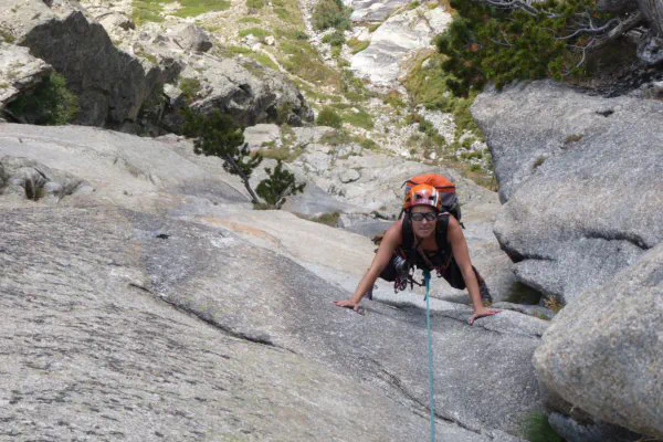 Climbing in top rope in "la Bérarde"